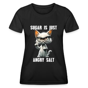 Suagar Is Just Angry Salt Science Cat Meme - Women's Functional T-Shirt - black - Front - AI Model Female 172 light (172cm)