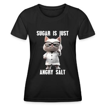 Suagar Is Just Angry Salt Cat Meme Science - Women's Functional T-Shirt - black - Front - AI Model Female 172 light (172cm)