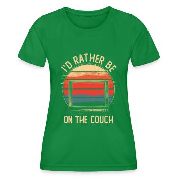 I'd Rather Be On The Couch Filme Serien Retro - Frauen Funktions-T-Shirt - Kelly Green - Vorne - AI Model Female 172 dark (172cm)