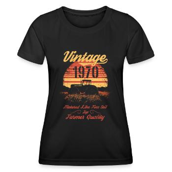 Vintage 1970 Landwirt Geburtstag Traktor Geschenk - Frauen Funktions-T-Shirt - Schwarz - Vorne - AI Model Female 172 light (172cm)