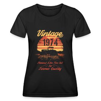 Vintage 1974 Landwirt Geburtstag Traktor Geschenk - Frauen Funktions-T-Shirt - Schwarz - Vorne - AI Model Female 172 light (172cm)