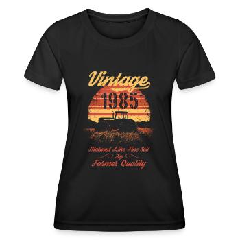 Vintage 1985 Landwirt Geburtstag Traktor Geschenk - Frauen Funktions-T-Shirt - Schwarz - Vorne - AI Model Female 172 light (172cm)