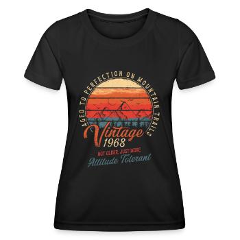 Vintage 1968 Geburtstag Wandern Berge Geschenk - Frauen Funktions-T-Shirt - Schwarz - Vorne - AI Model Female 172 light (172cm)