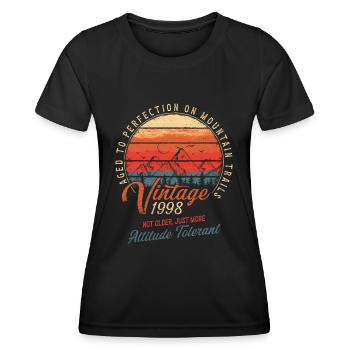 Vintage 1998 Geburtstag Wandern Berge Geschenk - Frauen Funktions-T-Shirt - Schwarz - Vorne - AI Model Female 172 light (172cm)