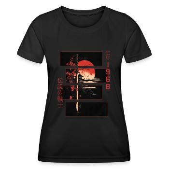 Japanische Zeichen Krieger Vintage 1968 Geburtstag - Frauen Funktions-T-Shirt - Schwarz - Vorne - AI Model Female 172 light (172cm)