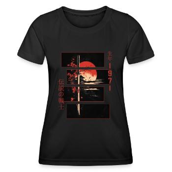 Japanische Zeichen Krieger Vintage 1971 Geburtstag - Frauen Funktions-T-Shirt - Schwarz - Vorne - AI Model Female 172 light (172cm)