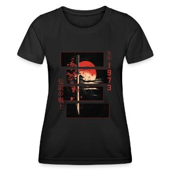 Japanische Zeichen Krieger Vintage 1973 Geburtstag - Frauen Funktions-T-Shirt - Schwarz - Vorne - AI Model Female 172 light (172cm)