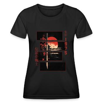 Japanische Zeichen Krieger Vintage 1975 Geburtstag - Frauen Funktions-T-Shirt - Schwarz - Vorne - AI Model Female 172 light (172cm)