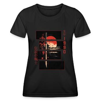 Japanische Zeichen Krieger Vintage 1990 Geburtstag - Frauen Funktions-T-Shirt - Schwarz - Vorne - AI Model Female 172 light (172cm)
