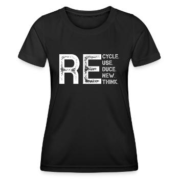 Recycle Reduce Reuse Recycling Umwelt Earth Day - Frauen Funktions-T-Shirt - Schwarz - Vorne - AI Model Female 172 light (172cm)
