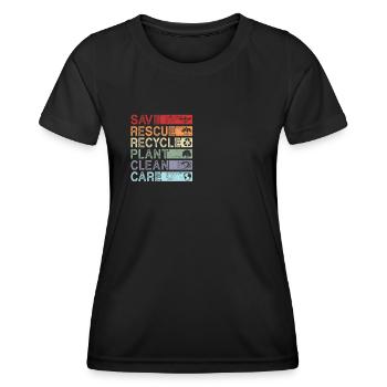 Recycling Environment Nature Earth Day Environmentalists - Women's Functional T-Shirt - black - Front - AI Model Female 172 light (172cm)