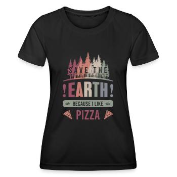 Save the Earth Environment Pizza Earth Day Gift - Women's Functional T-Shirt - black - Front - AI Model Female 172 light (172cm)