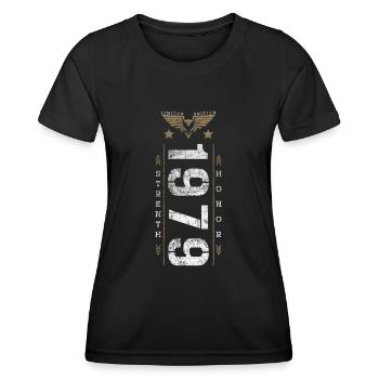 Edition Limitée 1979 Force et Honneur Anniversaire - T-shirt sport Femme - noir - Devant - AI Model Female 172 light (172cm)