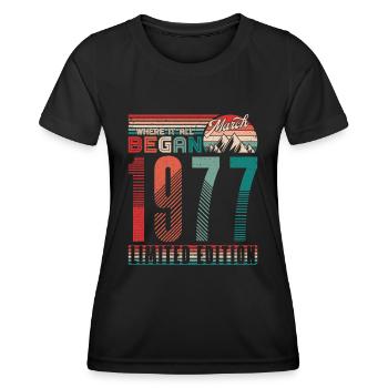 Anniversaire 1977 Vintage Mars Rétro Cadeau - T-shirt sport Femme - noir - Devant - AI Model Female 172 light (172cm)