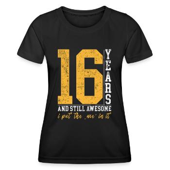 16 ans d’anniversaire cadeau enfants garçon fille - T-shirt sport Femme - noir - Devant - AI Model Female 172 light (172cm)
