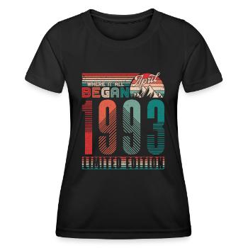 Anniversaire 1993 Vintage Avril Rétro Cadeau - T-shirt sport Femme - noir - Devant - AI Model Female 172 light (172cm)
