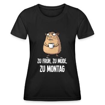 Capybara Coffee Monday Morning Grouch Gift - Women's Functional T-Shirt - black - Front - AI Model Female 172 light (172cm)