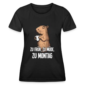 Morning Grouch Capybara Cadeau d’amateur de café - T-shirt sport Femme - noir - Devant - AI Model Female 172 light (172cm)