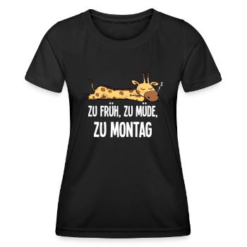Funny Morning Grouch Giraffe Monday Gift - Women's Functional T-Shirt - black - Front - AI Model Female 172 light (172cm)