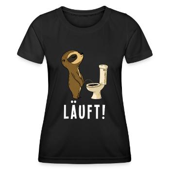 Sloth pees tomorrow funny saying runs - Women's Functional T-Shirt - black - Front - AI Model Female 172 light (172cm)