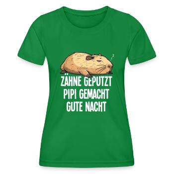 dents brossées Bonne nuit Capybara Pyjama Cadeau - T-shirt sport Femme - vert - Devant - AI Model Female 172 dark (172cm)