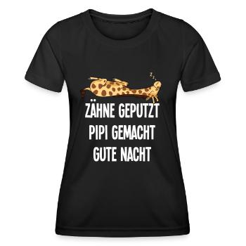 Giraffe Lustiger Spruch Zähne Geputzt Gute Nacht - Frauen Funktions-T-Shirt - Schwarz - Vorne - AI Model Female 172 light (172cm)