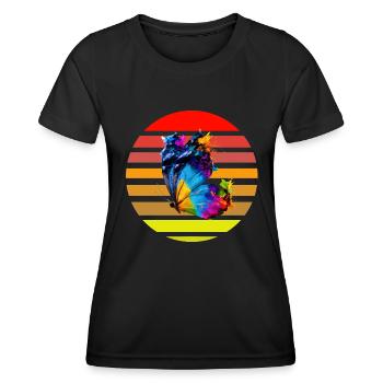 Schmetterling mit Farbklecksen - Frauen Funktions-T-Shirt - Schwarz - Vorne - AI Model Female 172 light (172cm)