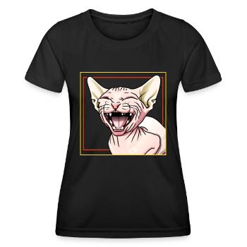 Sphynx-Katze lacht - Frauen Funktions-T-Shirt - Schwarz - Vorne - AI Model Female 172 light (172cm)