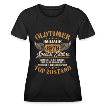 Oldtimer Baujahr 1979 Jahrgang Geburtstag Geschenk - Frauen Funktions-T-Shirt - Schwarz - Vorne - AI Model Female 172 light (172cm)