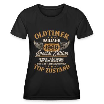 Oldtimer Baujahr 1969 Jahrgang Geburtstag Geschenk - Frauen Funktions-T-Shirt - Schwarz - Vorne - AI Model Female 172 light (172cm)