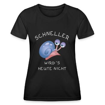 lustiger Schnecken Spruch - Schnecken Tshirt - Frauen Funktions-T-Shirt - Schwarz - Vorne - AI Model Female 172 light (172cm)
