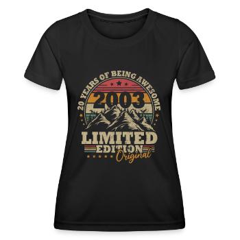 Jahrgang 2003 20. verjaardagsgift mannen vrouwen - Frauen Funktions-T-Shirt - Schwarz - Vorne - AI Model Female 172 light (172cm)