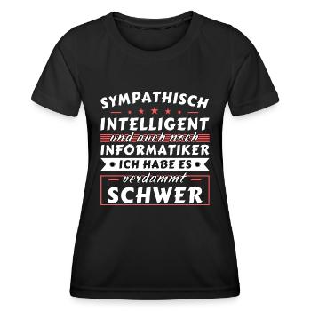 Sympathisch und intelligent - Informatiker Edition - Frauen Funktions-T-Shirt - Schwarz - Vorne - AI Model Female 172 light (172cm)