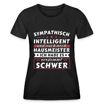 Sympathisch und intelligent - Hausmeister Edition - Frauen Funktions-T-Shirt - Schwarz - Vorne - AI Model Female 172 light (172cm)