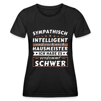 Sympathisch und intelligent - Hausmeister Edition - Frauen Funktions-T-Shirt - Schwarz - Vorne - AI Model Female 172 light (172cm)