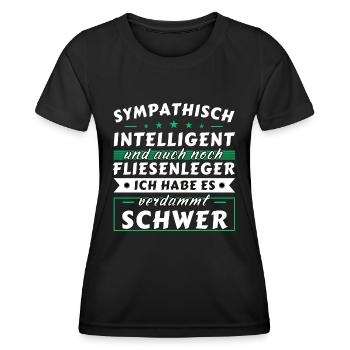 Sympathisch und intelligent - Fliesenleger Edition - Frauen Funktions-T-Shirt - Schwarz - Vorne - AI Model Female 172 light (172cm)