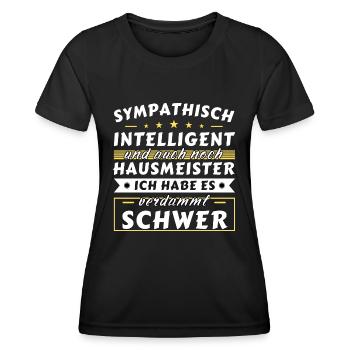 Sympathisch und intelligent - Hausmeister Edition - Frauen Funktions-T-Shirt - Schwarz - Vorne - AI Model Female 172 light (172cm)