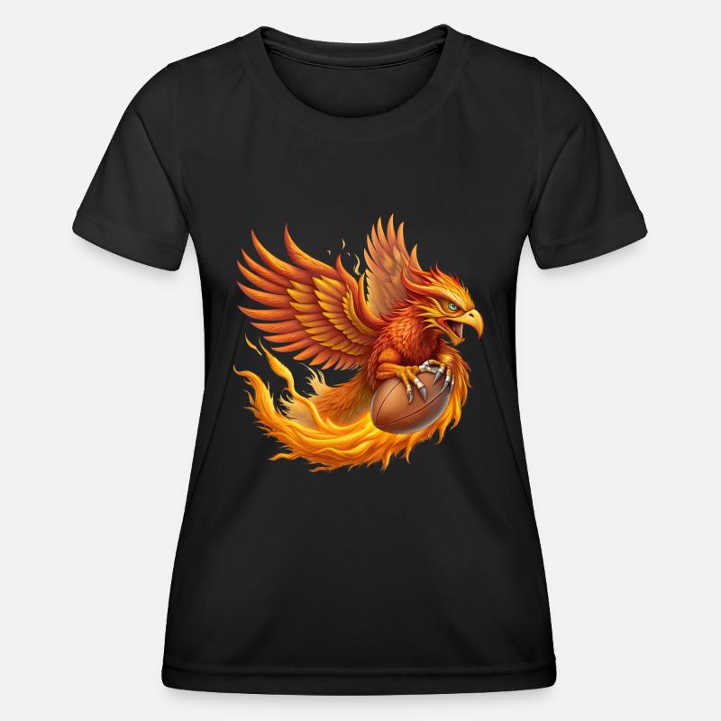 Hyper realistic phoenix striking out soccer ball - Women's Functional T-Shirt - black