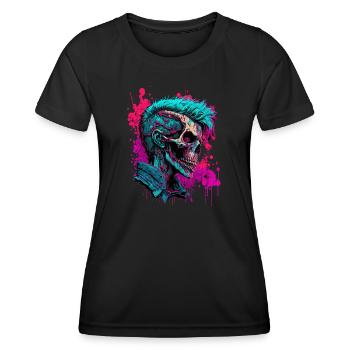 Crâne de zombie rave - T-shirt sport Femme - noir - Devant - AI Model Female 172 light (172cm)