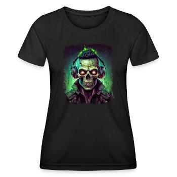 DJ de musique sombre zombie - T-shirt sport Femme - noir - Devant - AI Model Female 172 light (172cm)