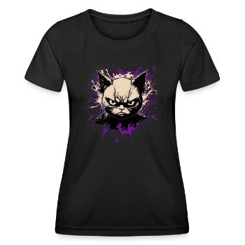 Méchant chat - T-shirt sport Femme - noir - Devant - AI Model Female 172 light (172cm)