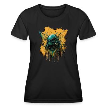 Gruselige Horrorbiene - Frauen Funktions-T-Shirt - Schwarz - Vorne - AI Model Female 172 light (172cm)