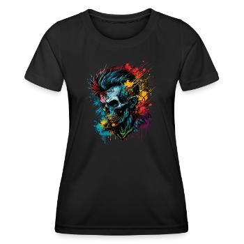 Apocalyptic Rainbow Punk Zombie - Frauen Funktions-T-Shirt - Schwarz - Vorne - AI Model Female 172 light (172cm)