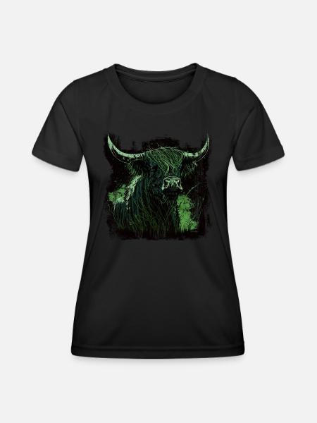 Schottisches Hochlandrind - Frauen Funktions-T-Shirt - Schwarz
