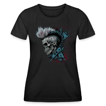 Horror Punk Zombie Skull - Frauen Funktions-T-Shirt - Schwarz - Vorne - AI Model Female 172 light (172cm)