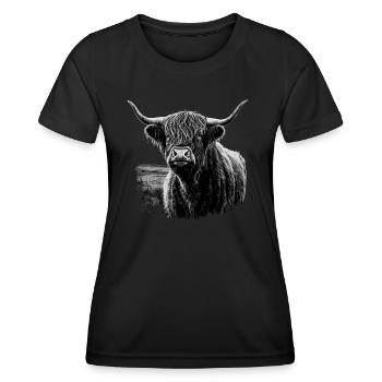 Bovins écossais des Highlands - T-shirt sport Femme - noir - Devant - AI Model Female 172 light (172cm)
