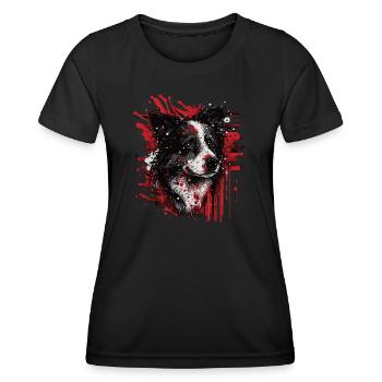 Border Collie - Frauen Funktions-T-Shirt - Schwarz - Vorne - AI Model Female 172 light (172cm)