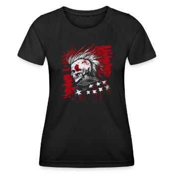 Horror Punk Zombie Skull - Frauen Funktions-T-Shirt - Schwarz - Vorne - AI Model Female 172 light (172cm)