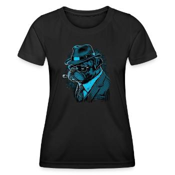 Commissaire Pug - T-shirt sport Femme - noir - Devant - AI Model Female 172 light (172cm)