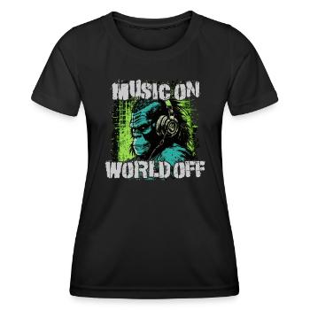 Musique allumée, monde éteint - T-shirt sport Femme - noir - Devant - AI Model Female 172 light (172cm)